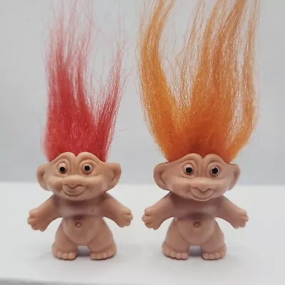 Vintage DAM THINGS Troll Pencil Toppers Red & Orange 1.25  Lot Of 2 • $19.99