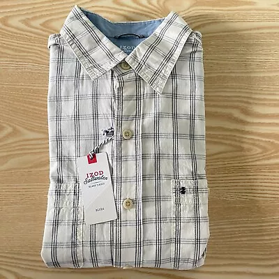 £18.90 • Buy Izod Mens Shirt BNWT Medium White Check 23  Pit-to-Pit Designer Fashion Style
