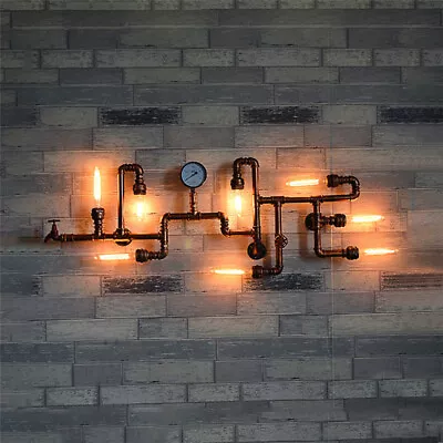 Industrial Water Pipe Wall Lamp Sconce Vintage Steampunk Metal Wall Mount Light • $189