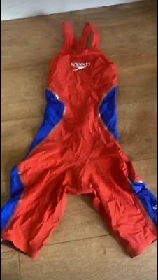 LZR INTENT OPEN BACK KSKN AF Red/blue Size 22 Speedo Race Suit • £200