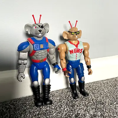 £8 • Buy TWO BIKER MICE TOY FIGURES USED CONDITIONS 1990's - VINTAGE RETRO SHED FIND