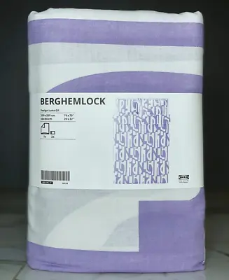 IKEA BERGHEMLOCK Duvet Cover Set With 2 Pillowcases White/lilac 200x200cm New • £29.99