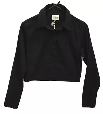 Zulu & Zephyr Womens Shirt 6 Cropped Cotton Black RRP $110new • $45