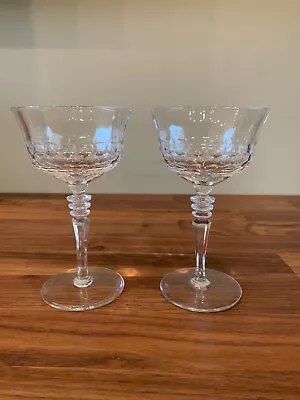 Vintage Set Of 2 Crystal Cut Wine Glasses • $37.12