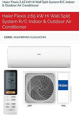 $395 • Buy Air Conditioner Split System Inverter-HAIER 2.6 KW-AS26FBBHRA-1U26JACFRA