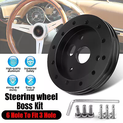 0.5  Black Car Steering Wheel Hub Spacer 6 Hole Grant NRG To 3 Hole Adapter Kit • $12.48