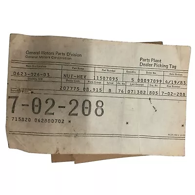 $26 • Buy Genuine GM Part 11507095 - Nut-Hex - Set Of (6) Total - Vintage NOS Auto Parts