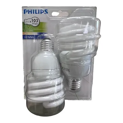 Philips 23W 240V ES E27 6500K Daylight Spiral Fluorescent Lamp CFL Helix Bulb X2 • £11.50