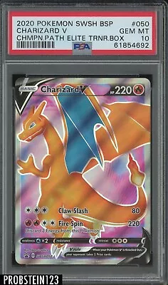 $0.99 • Buy 2020 Pokemon SWSH BSP Champion Path Elite #050 Charizard V PSA 10