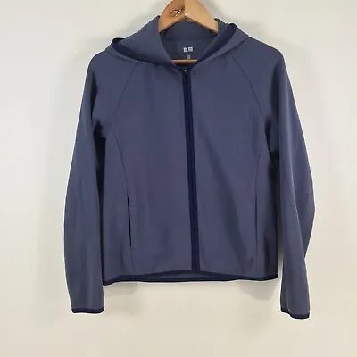 Uniqlo Womens Jacket Size S Blue Zip Hood Long Sleeve 073116 • $24.95