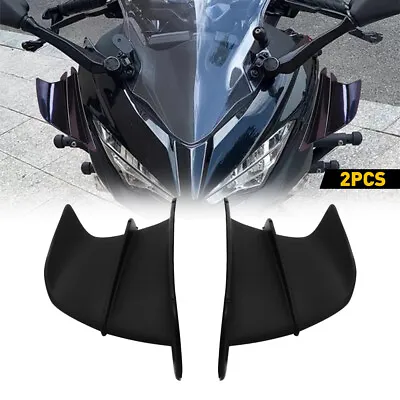 2x Fits Motorcycle Black Winglet Side Spoiler Air Deflector Wing ABS Accessories • $14.71