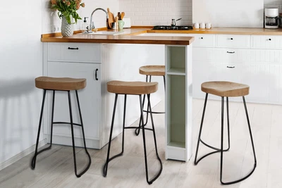 $324.95 • Buy 4 PCS Industrial Tractor Bar Stool Vintage Kitchen Chair Wooden Curve Seat Retro
