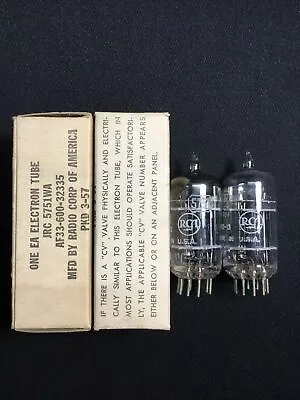 $179.95 • Buy NOS MATCHED PAIR RCA 5751 WA 12AX7 Black Plate VACUUM TUBES Tested 8.7234-D