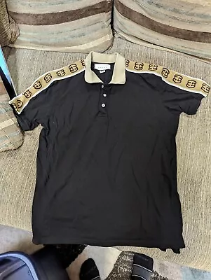 Gucci Black Mens Polo With Gucci Stripe On Sleeve L ? • $126.69