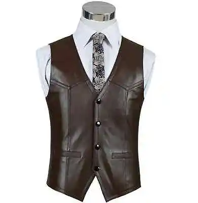 Lambskin Leather Vest Men Leather Jacket Lambskin Blazer Men's Suit Vest MLJ-526 • £117.31
