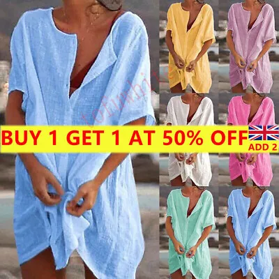 Womens Summer Swimwear Beachwear Bikini Beach Cover Up Shirt Dress Tunic Tops. • £7.69
