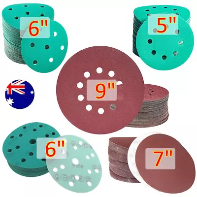 Sanding Discs Hook And Loop Pad 5  6 7 9  Orbital Sander Sandpaper 125/150/225mm • $25.79