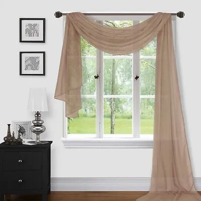 Home 1pc Window Sheer Voile Scarf Valance Decorative Sheer Valance Solid Color • $12.89