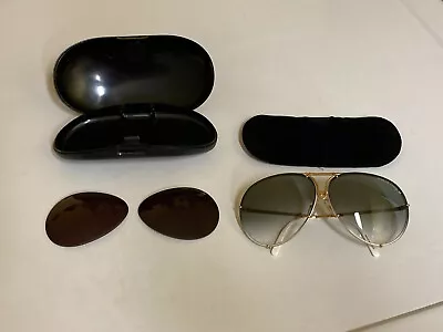 Vintage Porsche Design Sunglasses 5621 Gold W/white Trim Frames. 2 Sets Of Lens • $677.68