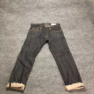 Gap Japanese Salvage Raw Denim Jeans Mens 32x28 Blue Button Fly Workwear Cotton • $41.39