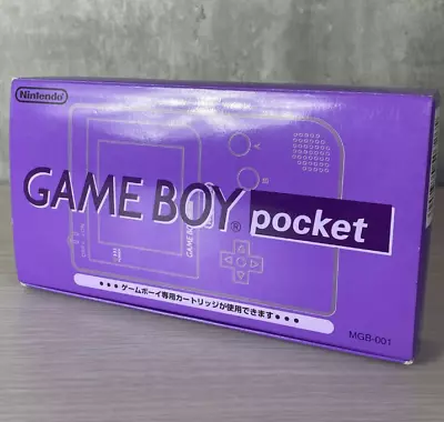 Nintendo Game Boy Pocket MGB-001 Clear Purple CIB 1998 Handheld F/S W/Box Manual • $438.11