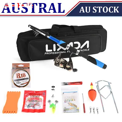 $31.22 • Buy Lixada Fishing Tackle Set With 2.1m Telescopic Fishing Rod Spinning Reel AU
