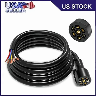 7 Way RV Trailer Plug Wire Connector Inline 8 Feet Cord 7 Pin Inline Harness Kit • $22.29