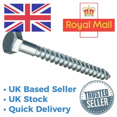 Coach Screws Wood Screw Timber Hex Hexagon Steel Zinc Metric M6 M8 M10 M12 • £1.35