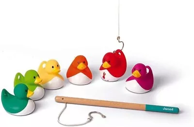Janod Ducky Fishing Game Bath Toy Brand New In Box 2 Years + 6 X Ducks 2 X Rods • £26.95