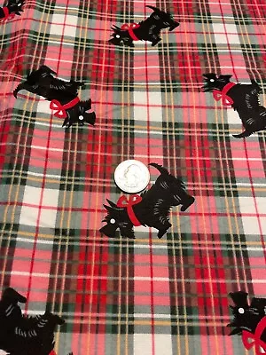 Quality Heavy-Weight  Flannel Fabric BTY;  Plaid With Scottie Dog Designs;New. • $9