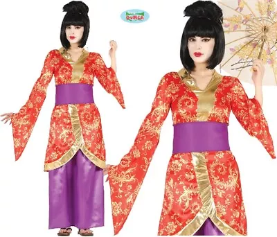 Ladies Japanese Geisha Fancy Dress Costume Kimono Type Oriental Outfit Japan Fg • £25.99