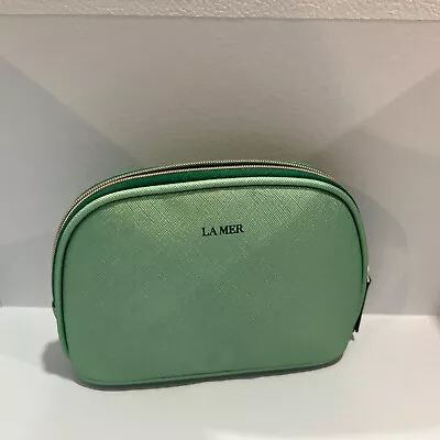 La Mer Makeup Bag / Seafoam Green Shimmer/ Faux Saffiano Leather Cosmetic Travel • $14.99