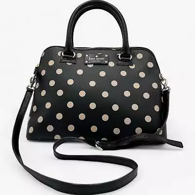 Kate Spade NY Black Pink Polka Dot Leather Bowling Bag • $343