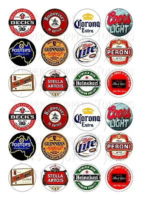 24 Beer Labels Sheet 2   Topper Iced  Icing Edible Fairy Cake  Toppers • £4.25