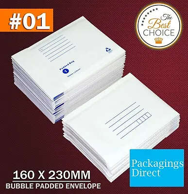 500x Bubble Envelope 01 160 X 230mm C5 A5 White Kraft Padded Bag Mailer • $82.95