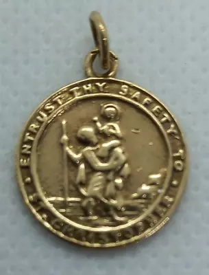 9ct Gold Saint Christopher Pendant Charm Weight 2.1 Grams 16mm Wide • £100