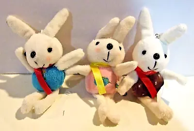 Lot Of 3 Soft Plush Bunnies For Phone Purse Backpack Charm Strap - NWOT (#28) • $4.99