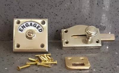 Brass Art Deco Vacant Engaged Toilet Bathroom Door Lock Indicator Sliding Bolt • $123.25