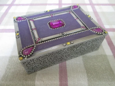 £22.95 • Buy Handcrafted Indian Silver Metal Art Deco  Jewellery Box  With Inset Stones