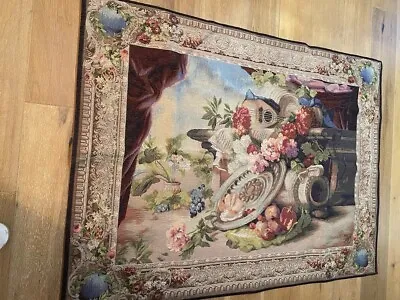 Vintage Beautiful French Pictorial Tapestry Wall Hanging Home Decor 60x42” • $157