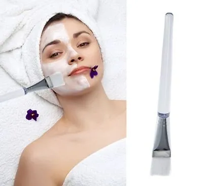 Facial Mask Brush White Rod Soft Makeup Applicator For Face Pink Tipped Mud Mask • £2.80