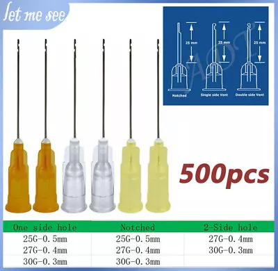 25g/27g/30g Dental Endo Irrigation Needle Tips For Syringe Tips 2 Side Hole X500 • $48.95