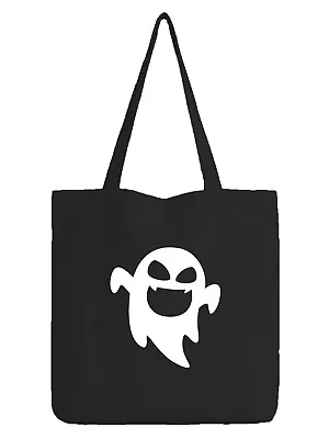 £6.49 • Buy Black Tote Bag Gift Shopper Funny Ghost Skeleton Goth Emo Trick Treat Halloween