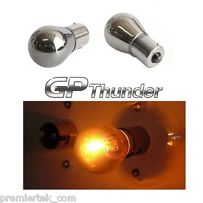 GP Thunder 1156 7056 3497 BA15S P21W Chrome Silver S25 Light Bulbs Amber 2pcs • $8.99