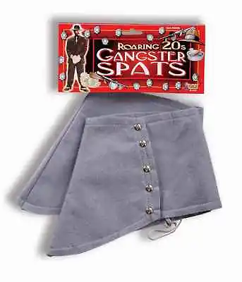 Mens Spats Shoe Covers Roaring 20s Gangster Adult Costume Spat Gray Blue Capone • $10.99
