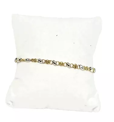 Vintage Two-Toned Beaded Bracelet 14K Yellow Gold Signed AJ • $53