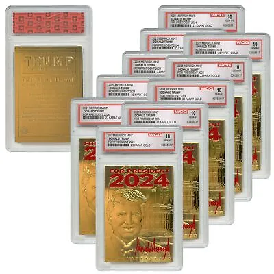 $141.85 • Buy DONALD TRUMP 2024 President 23K GOLD SIGNATURE Card GEM-MINT 10 QTY 10