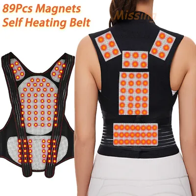 Self Heating Back Support Waist Brace Magnetic Heating Corrector Therapy Vest • $13.99