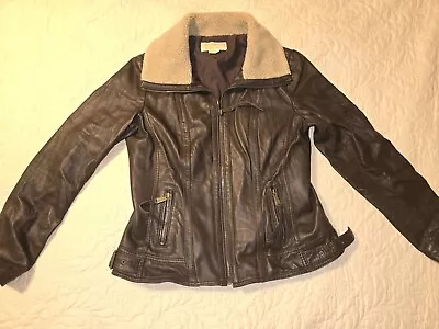 Michael Kors Real Leather Jacket Womens XL Motorcycle Brown • $149.99