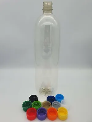 Clear 1500ml PET Bottles Cordial Home Brew With Choice Of Cap Colour 18-108 Pack • £19.80
